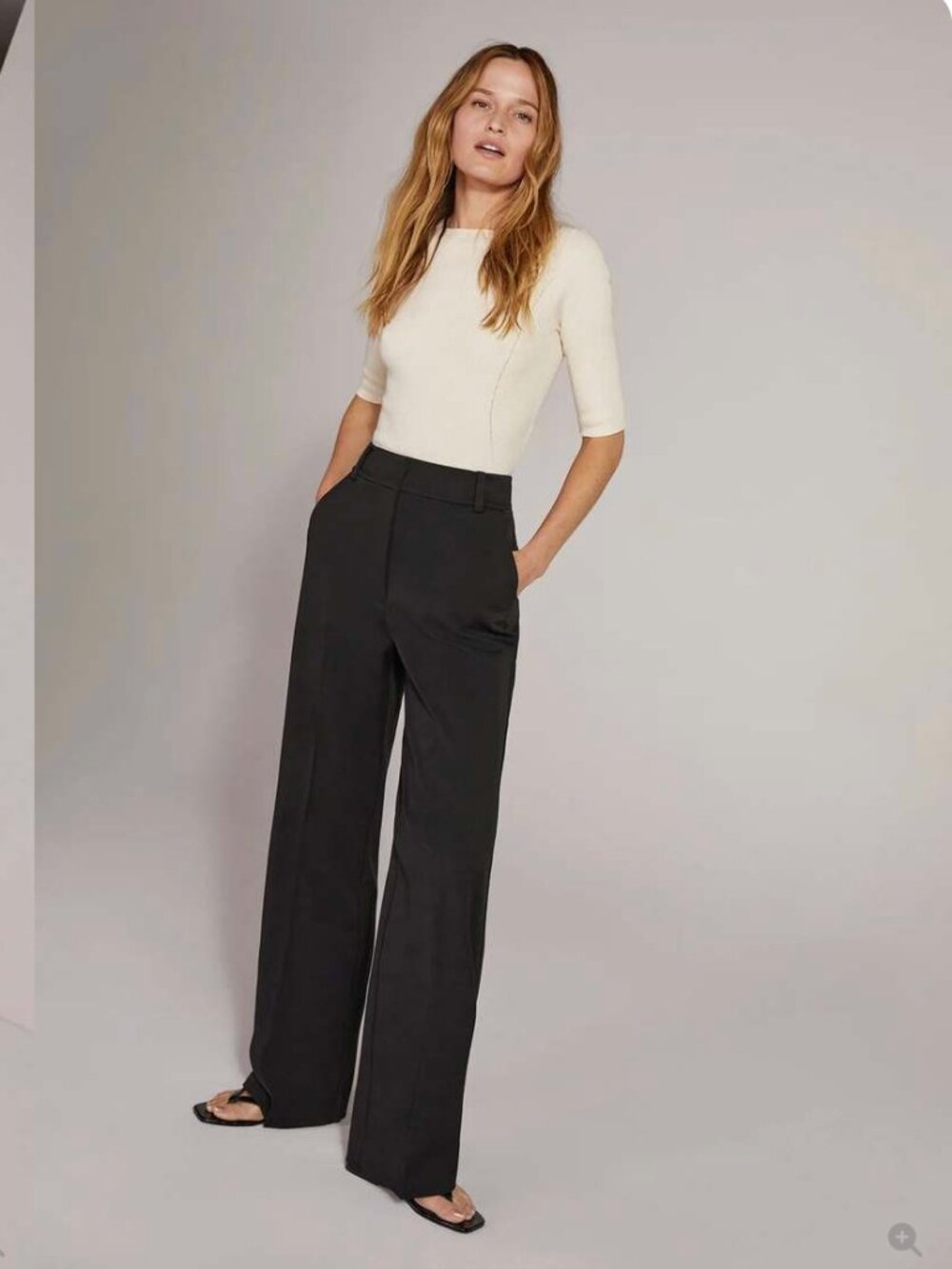 Favorite Daughter Fiona Pant Black Flat Front Wide Leg Size 18